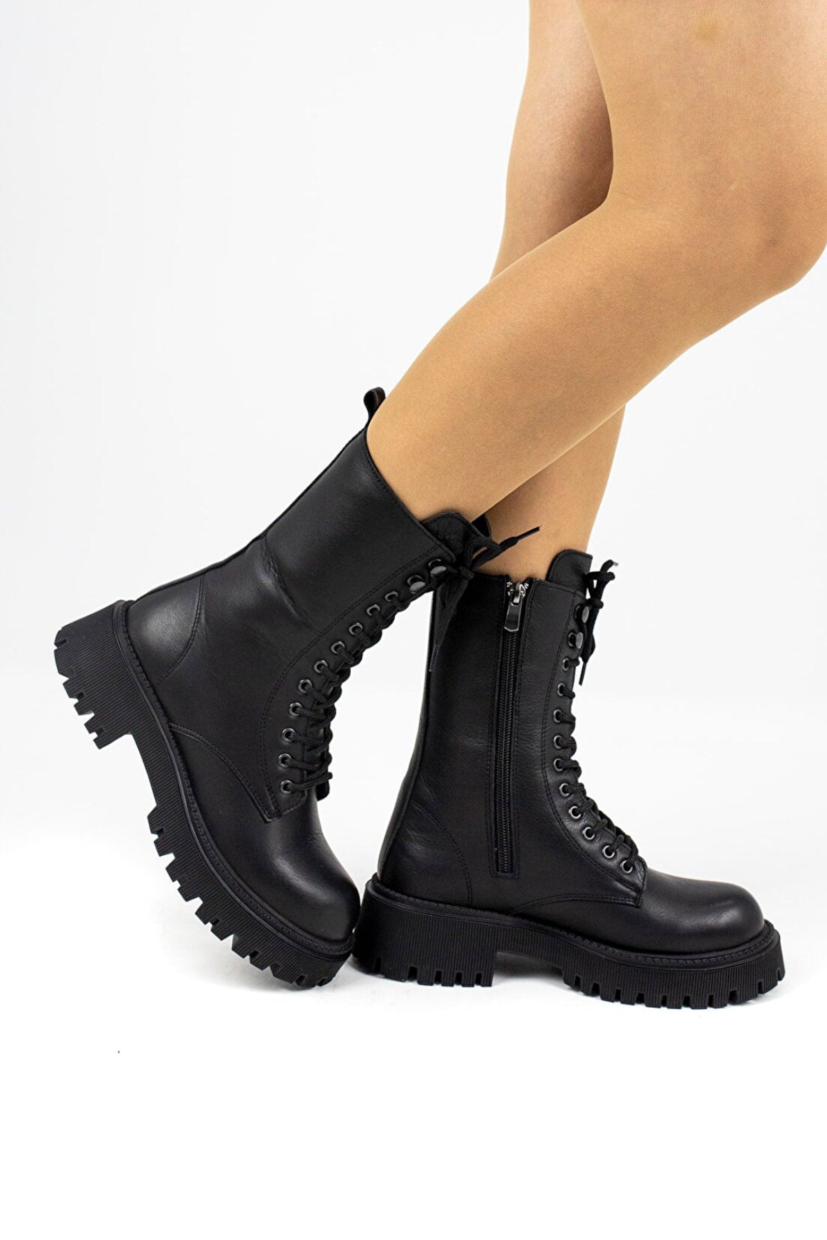 Kadın Postal Bot Hakiki Deri Kalın Taban